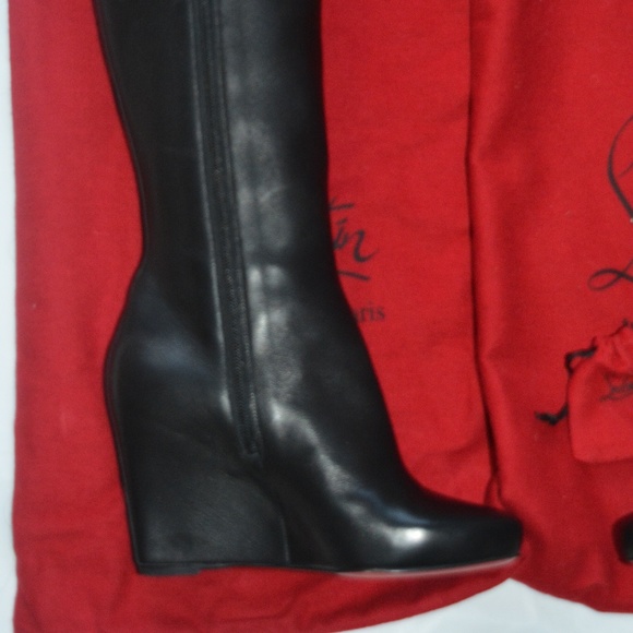 Reposhed—Christian Louboutin Wedge Black Leather Boots - Picture 6 of 8
